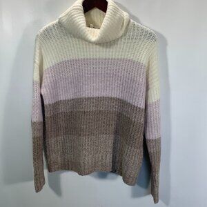 Splendid Sweater Womens XS Cowl Neck Chunky Knit Stripe Long Sleeve Stretch